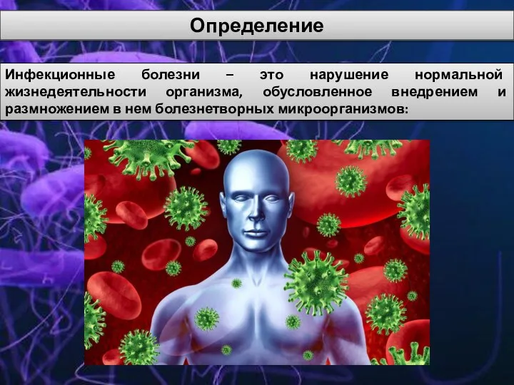 Инфекционные болезни – это нарушение нормальной жизнедеятельности организма, обусловленное внедрением и размножением