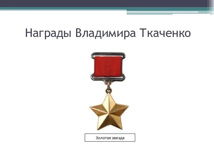 Награды Владимира Ткаченко