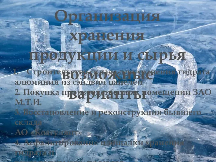 Организация хранения продукции и сырья возможные варианты Строительство склада для хранения гидрата