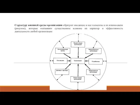 Структуру внешней среды организации образуют входящие в нее элементы и их взаимосвязи