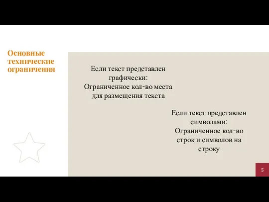 Основные технические ограничения Если текст представлен графически: Ограниченное кол-во места для размещения