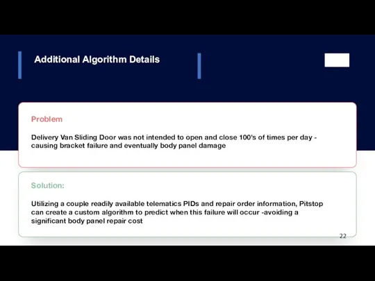 Additional Algorithm Details Problem Delivery Van Sliding Door was not intended to