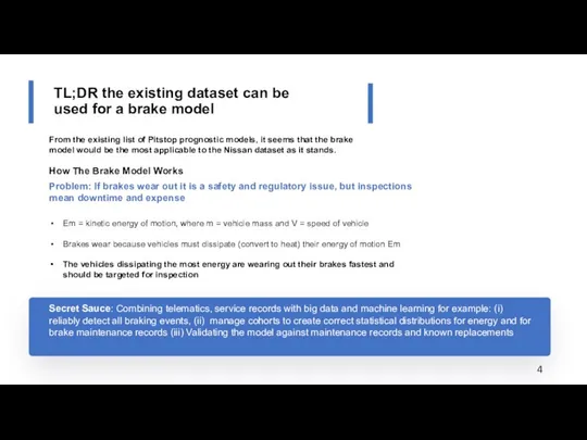 TL;DR the existing dataset can be used for a brake model Secret