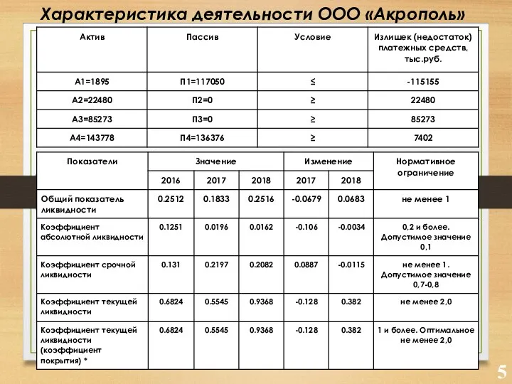 Характеристика деятельности ООО «Акрополь»