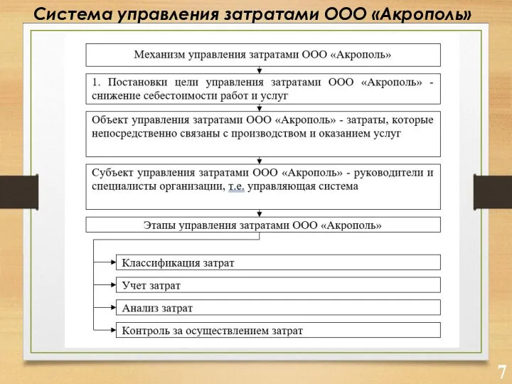 Система управления затратами ООО «Акрополь»
