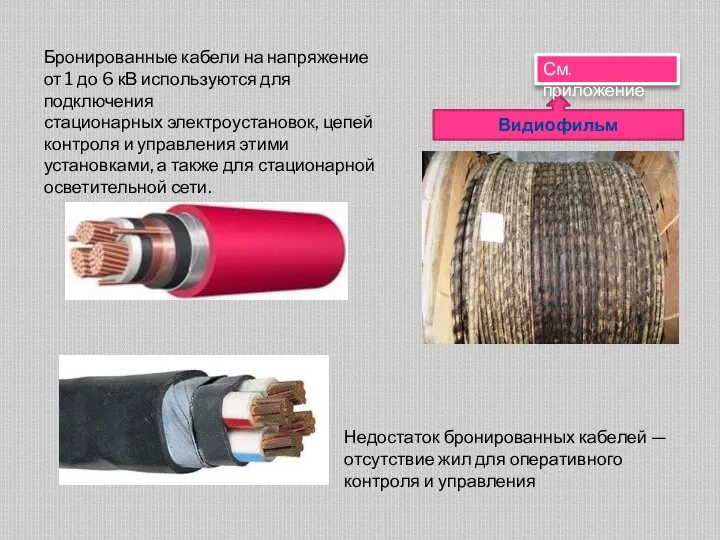 Бронированные кабели на напряжение от 1 до 6 кВ используются для подключения