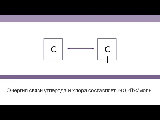 Энергия связи углерода и хлора составляет 240 кДж/моль. C Cl