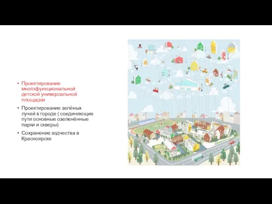 Проектирование многофункциональной детской универсальной площадки Проектирование зелёных лучей в городе ( соединяющие