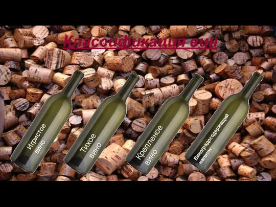 Классификация вин Игристое вино Тихое вино Крепленое вино Виноградосодержащий напиток