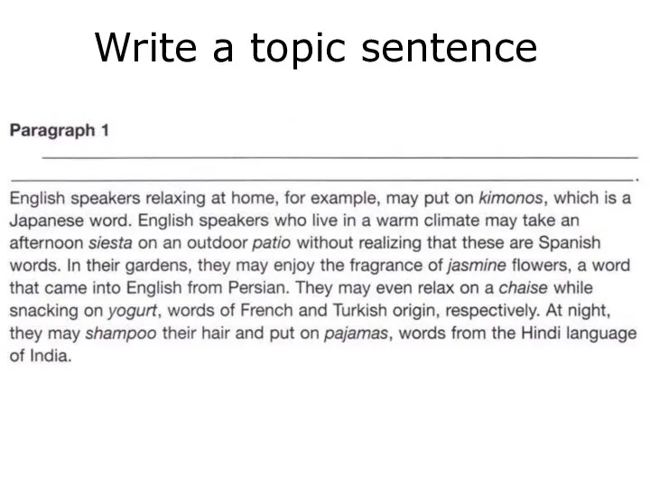 Write a topic sentence