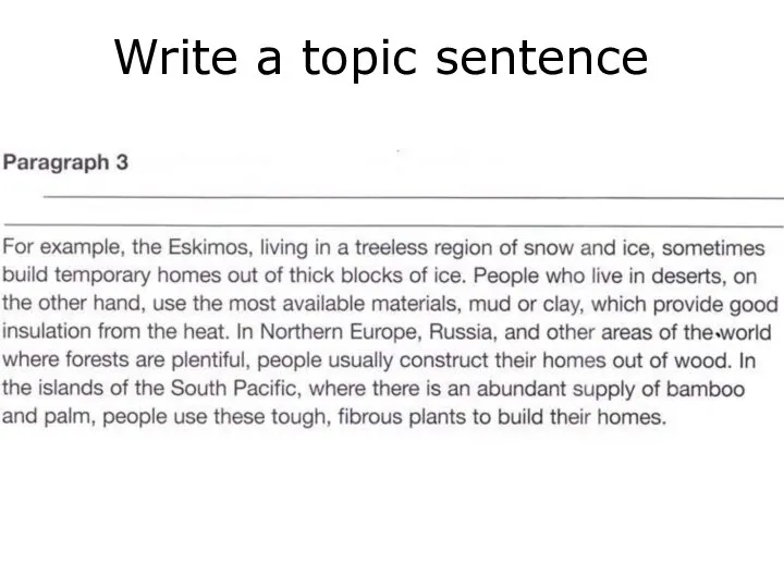 Write a topic sentence