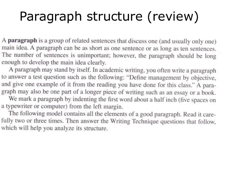 Paragraph structure (review)