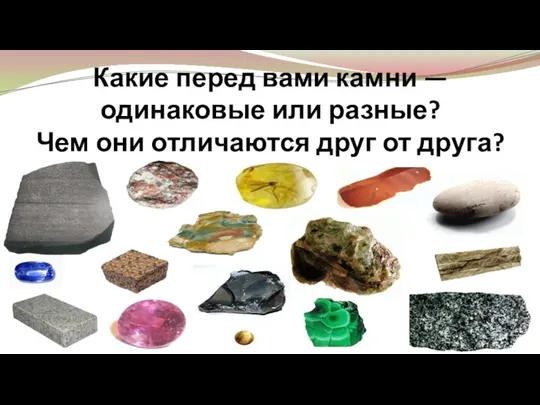 Какие перед вами камни — одинаковые или разные? Чем они отличаются друг от друга?