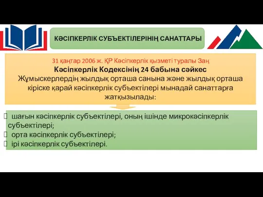 31 қаңтар 2006 ж. ҚР Кәсіпкерлік қызметі туралы Заң Кәсіпкерлік Кодексінің 24