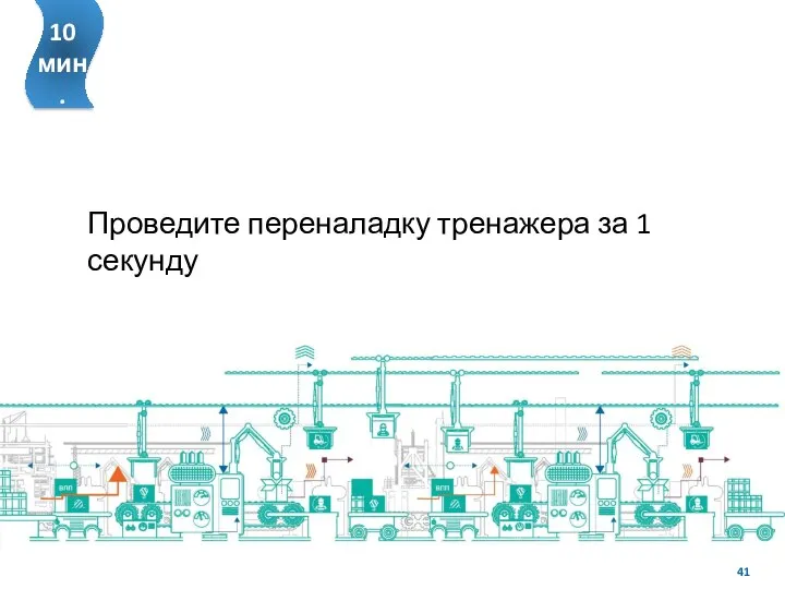 10 мин. Проведите переналадку тренажера за 1 секунду