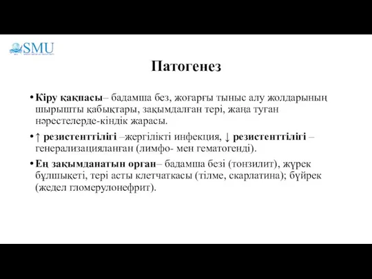 Патогенез Кіру қақпасы– бадамша без, жоғарғы тыныс алу жолдарының шырышты қабықтары, зақымдалған