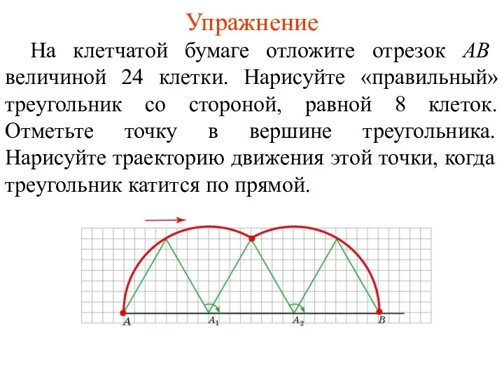 Упражнение На клетчатой бумаге отложите отрезок AB величиной 24 клетки. Нарисуйте «правильный»