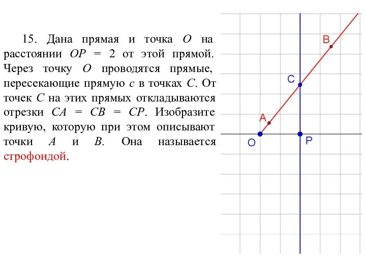 15. Дана прямая и точка O на расстоянии OP = 2 от