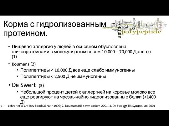 Корма с гидролизованным протеином. Пищевая аллергия у людей в основном обусловлена гликопротеинами