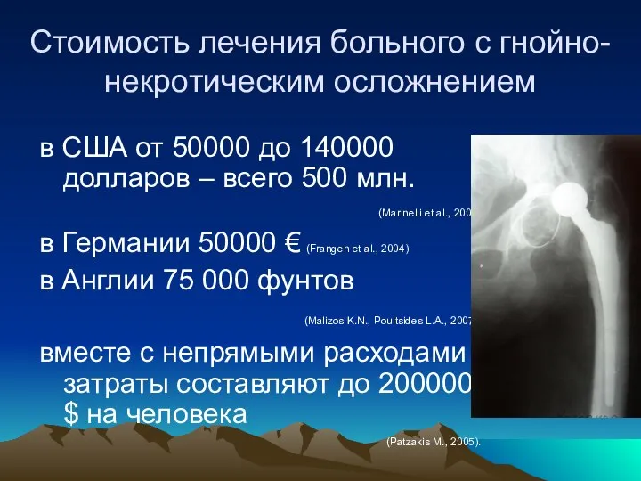 Стоимость лечения больного с гнойно-некротическим осложнением в США от 50000 до 140000