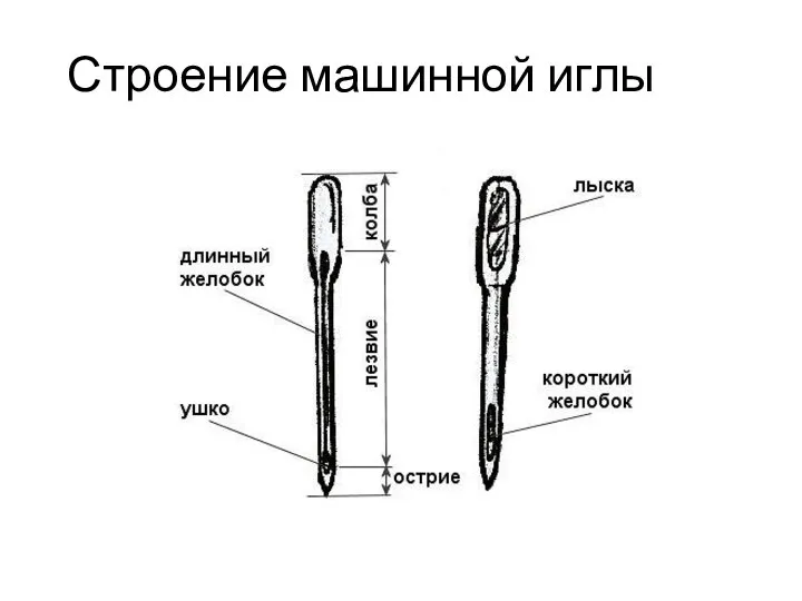 Строение машинной иглы