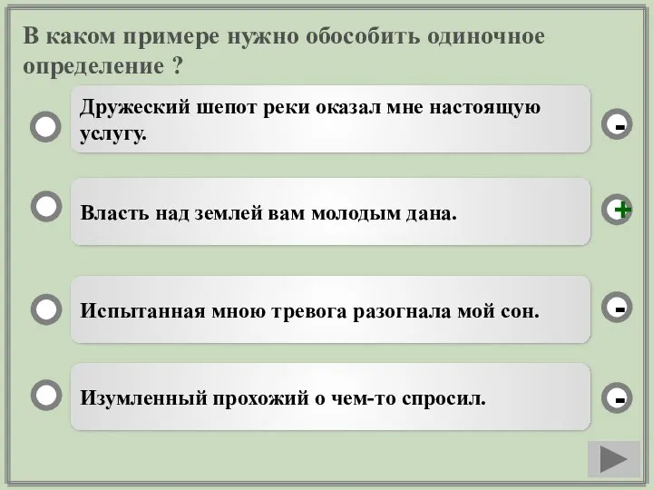 В каком примере нужно обособить одиночное определение ? Власть над землей вам