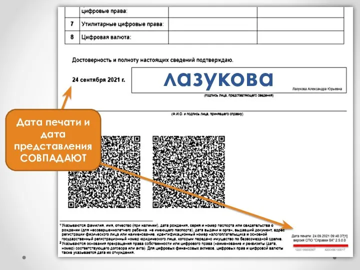 лазукова Дата печати и дата представления СОВПАДАЮТ