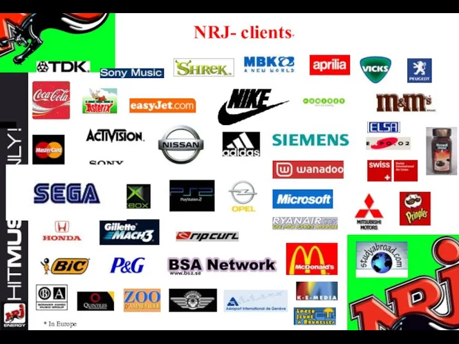 NRJ- clients* * In Europe