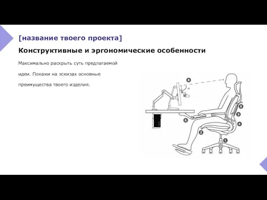 Максимально раскрыть суть предлагаемой идеи. Покажи на эскизах основные преимущества твоего изделия.