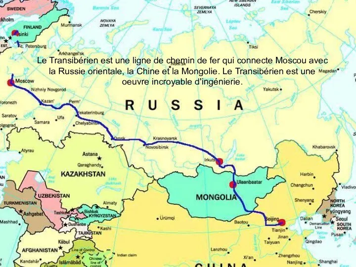 Le Transibérien est une ligne de chemin de fer qui connecte Moscou