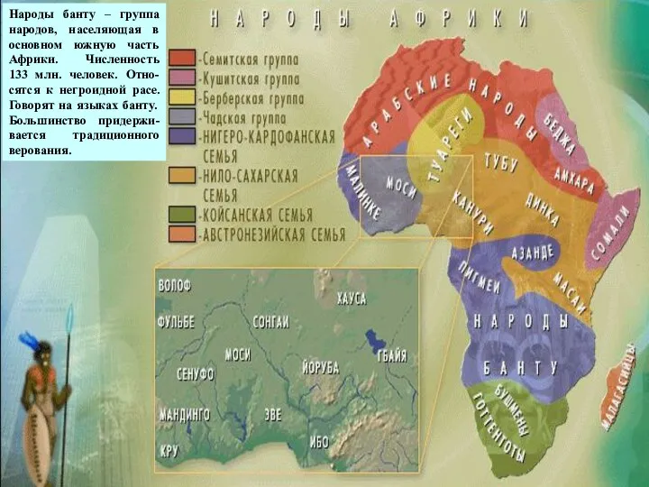 Народы банту Народы банту – группа народов, населяющая в основном южную часть