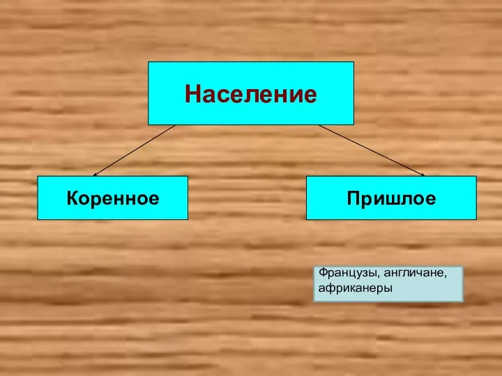 Население Коренное Пришлое Французы, англичане, африканеры