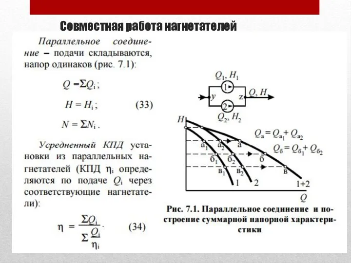 Совместная работа нагнетателей