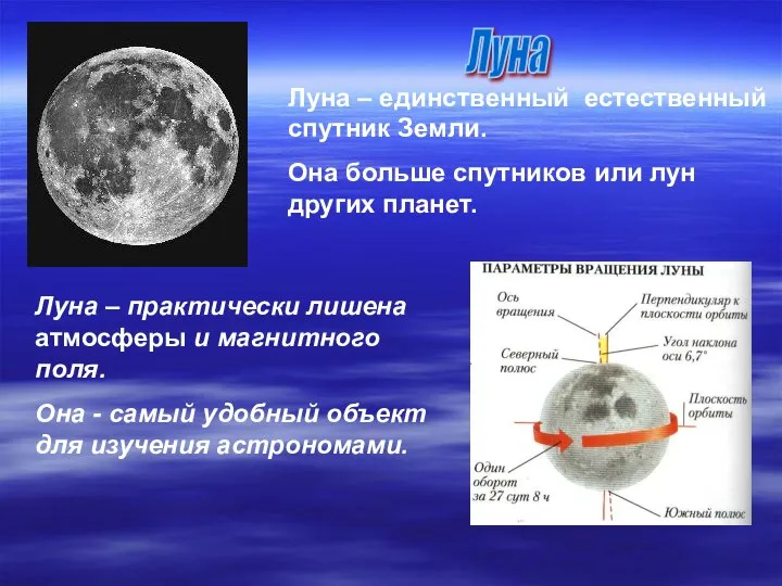 Луна Луна – единственный естественный спутник Земли. Она больше спутников или лун