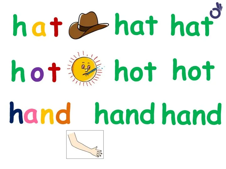 h a hat t h hand hand t h o hot hot a d n hat