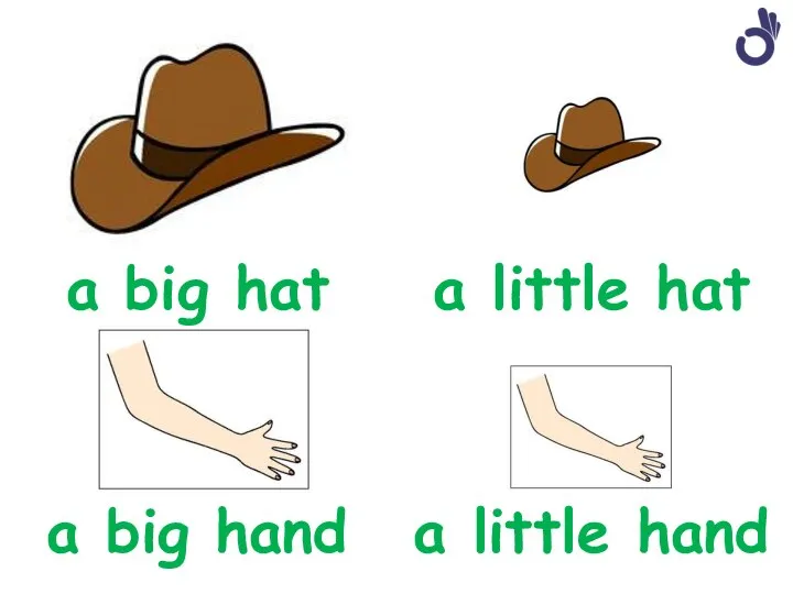 a big hat a little hat a big hand a little hand