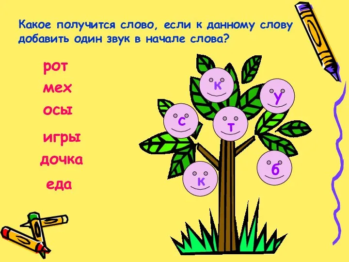 Какое получится слово, если к данному слову добавить один звук в начале