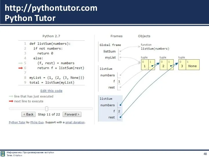 http://pythontutor.com Python Tutor