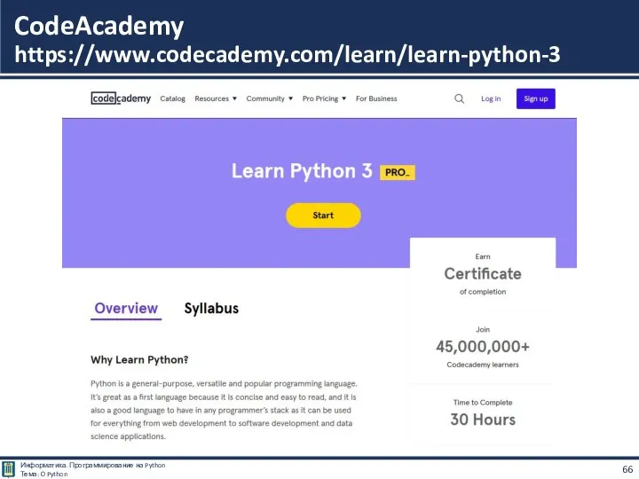 CodeAcademy https://www.codecademy.com/learn/learn-python-3