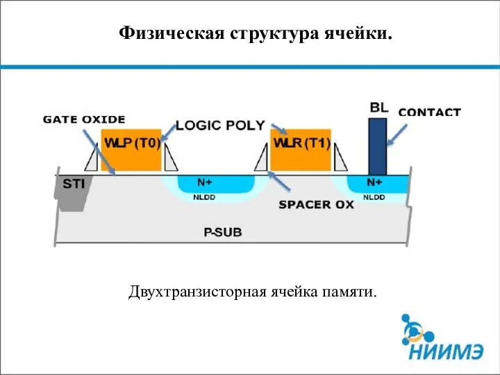 9 Физическая структура ячейки. Двухтранзисторная ячейка памяти.