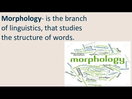 Morphology- is the branch of linguistics, that studies the structure of words.