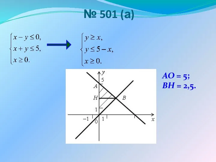 № 501 (а) АО = 5; ВН = 2,5.