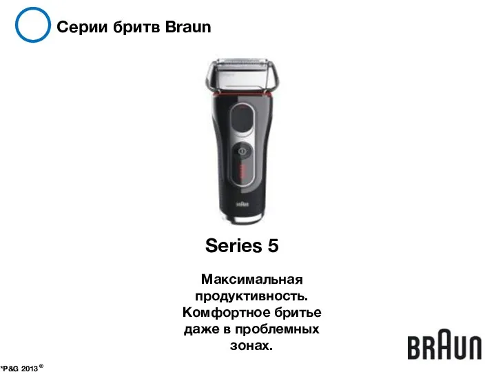 Серии бритв Braun *P&G 2013 ® Максимальная продуктивность. Комфортное бритье даже в проблемных зонах.