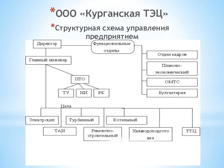 ООО «Курганская ТЭЦ» Структурная схема управления предприятием