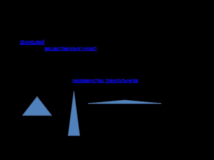 Метрическое пространство Метрическое пространство M есть множество точек с функцией расстояния (также