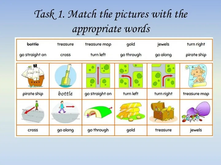 Task 1. Match the pictures with the appropriate words