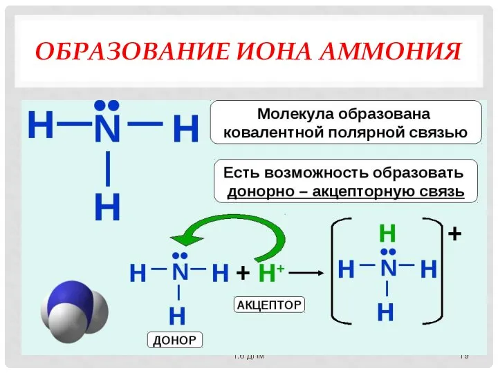 ОБРАЗОВАНИЕ ИОНА АММОНИЯ 1.6 ДПМ