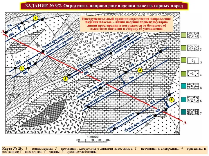 Датский анатом Карта № 20. 1 ‒ конгломераты; 2 ‒ песчаники, алевролиты