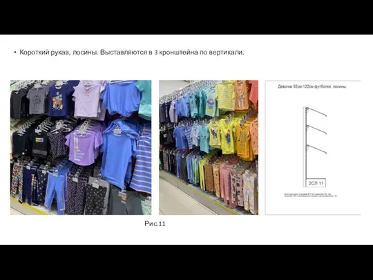 Короткий рукав, лосины. Выставляются в 3 кронштейна по вертикали. Рис.11