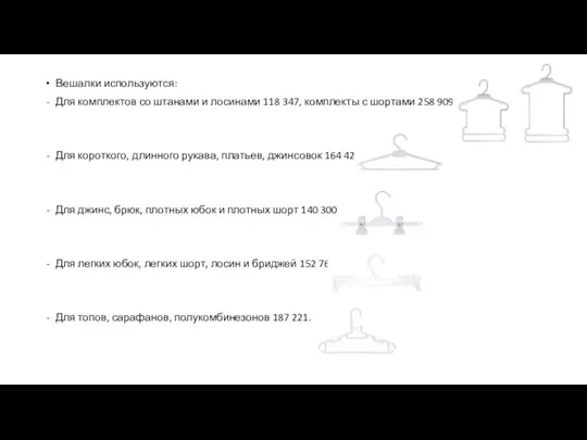 Вешалки используются: Для комплектов со штанами и лосинами 118 347, комплекты с